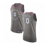 Men's Nike Philadelphia 76ers #0 Justin Patton Authentic Gray NBA Jersey - City Edition