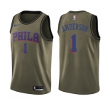 Men's Nike Philadelphia 76ers #1 Justin Anderson Swingman Green Salute to Service NBA Jersey