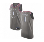 Men's Nike Philadelphia 76ers #1 Landry Shamet Authentic Gray NBA Jersey - City Edition