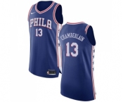 Men's Nike Philadelphia 76ers #13 Wilt Chamberlain Authentic Blue Road NBA Jersey - Icon Edition