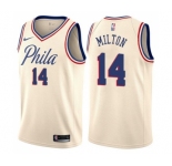 Men's Nike Philadelphia 76ers #14 Shake Milton Swingman Cream NBA Jersey - City Edition