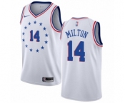 Men's Nike Philadelphia 76ers #14 Shake Milton White Swingman Jersey - Earned Edition