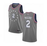 Men's Nike Philadelphia 76ers #2 Moses Malone Swingman Gray NBA Jersey - City Edition