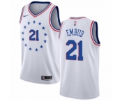 Men's Nike Philadelphia 76ers #21 Joel Embiid White Swingman Jersey - Earned Edition