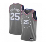 Men's Nike Philadelphia 76ers #25 Ben Simmons Swingman Gray NBA Jersey - City Edition