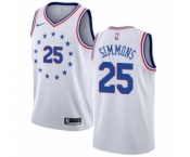 Men's Nike Philadelphia 76ers #25 Ben Simmons White Swingman Jersey - Earned Edition