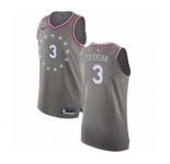 Men's Nike Philadelphia 76ers #3 Allen Iverson Authentic Gray NBA Jersey - City Edition