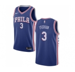 Men's Nike Philadelphia 76ers #3 Allen Iverson Swingman Blue Road NBA Jersey - Icon Edition