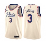 Men's Nike Philadelphia 76ers #3 Allen Iverson Swingman Cream NBA Jersey - City Edition
