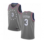 Men's Nike Philadelphia 76ers #3 Allen Iverson Swingman Gray NBA Jersey - City Edition