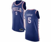 Men's Nike Philadelphia 76ers #5 Amir Johnson Authentic Blue Road NBA Jersey - Icon Edition