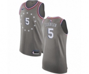 Men's Nike Philadelphia 76ers #5 Amir Johnson Authentic Gray NBA Jersey - City Edition