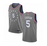 Men's Nike Philadelphia 76ers #5 Amir Johnson Swingman Gray NBA Jersey - City Edition