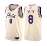 Men's Nike Philadelphia 76ers #8 Zhaire Smith Swingman Cream NBA Jersey - City Edition