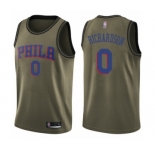 Men's Philadelphia 76ers #0 Josh Richardson Swingman Green Salute to Service Basketball Jersey