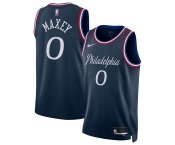 Men's Philadelphia 76ers #0 Tyrese Maxey Navy 2025-26 City Edition Swingman Stitched Jersey