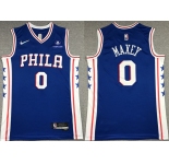 Men's Philadelphia 76ers #0 Tyrese Maxey Royal 75th Anniversary Icon Edition Swingman Stitched Jersey