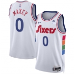 Men's Philadelphia 76ers #0 Tyrese Maxey White 2024-25 City Edition Stitched Jersey