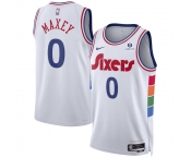 Men's Philadelphia 76ers #0 Tyrese Maxey White 2024-25 City Edition Stitched Jersey