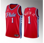 Men's Philadelphia 76ers #1 Kenyon Martin Jr Red Statement Edition Stitched Jersey