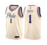 Men's Philadelphia 76ers #1 Mike Scott Authentic Cream Basketball Jersey - City Edition
