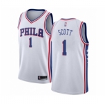 Men's Philadelphia 76ers #1 Mike Scott Authentic White Basketball Jersey - Association Edition