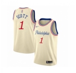 Men's Philadelphia 76ers #1 Mike Scott Swingman Cream Basketball Jersey 2019-20 City Edition