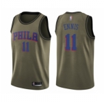 Men's Philadelphia 76ers #11 James Ennis Swingman Green Salute to Service Basketball Jersey