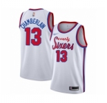 Men's Philadelphia 76ers #13 Wilt Chamberlain Authentic White Hardwood Classics Basketball Jersey