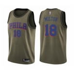 Men's Philadelphia 76ers #18 Shake Milton Swingman Green Salute to Service Basketball Jersey