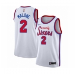 Men's Philadelphia 76ers #2 Moses Malone Authentic White Hardwood Classics Basketball Jersey