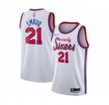 Men's Philadelphia 76ers #21 Joel Embiid Authentic White Hardwood Classics Basketball Jersey