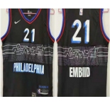 Men's Philadelphia 76ers #21 Joel Embiid NEW Black Nike 2021 Swingman City Edition Jersey