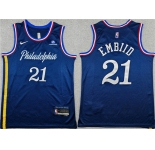 Men's Philadelphia 76ers #21 Joel Embiid Navy 2025-26 City Edition Stitched Jersey