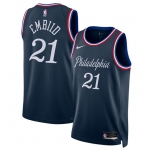 Men's Philadelphia 76ers #21 Joel Embiid Navy 2025-26 City Edition Swingman Stitched Jersey
