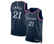 Men's Philadelphia 76ers #21 Joel Embiid Navy 2025-26 City Edition Swingman Stitched Jersey