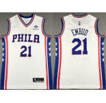 Men's Philadelphia 76ers #21 Joel Embiid White 75th Anniversary Association Edition Swingman Stitched Jersey
