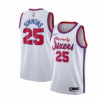Men's Philadelphia 76ers #25 Ben Simmons Authentic White Hardwood Classics Basketball Jersey