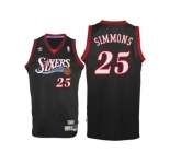 Men's Philadelphia 76ers #25 Ben Simmons Black Throwback Swingman Jersey