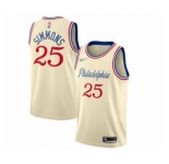Men's Philadelphia 76ers #25 Ben Simmons Swingman Cream Basketball Jersey 2019-20 City Edition