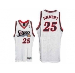 Men's Philadelphia 76ers #25 Ben Simmons White Throwback Swingman Jersey
