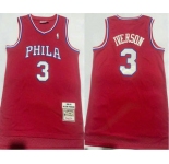 Men's Philadelphia 76ers #3 Allen Iverson 2002-03 Red Hardwood Classics Soul Swingman Throwback Jersey