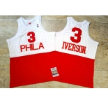 Men's Philadelphia 76ers #3 Allen Iverson 2003-04 White Red Hardwood Classics Soul AU Jersey
