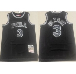 Men's Philadelphia 76ers #3 Allen Iverson Black 1997-98 Throwback Stitched basketball Jersey