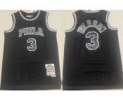 Men's Philadelphia 76ers #3 Allen Iverson Black 1997-98 Throwback Stitched basketball Jersey