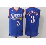 Mens Philadelphia 76ers #3 Allen Iverson Mitchell & Ness Blue Authentic Basketball Jersey