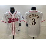 Men's Philadelphia 76ers #3 Allen Iverson White With Patch Cool Base Stitched Baseball Jersey