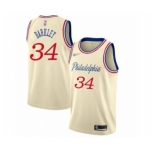 Men's Philadelphia 76ers #34 Charles Barkley Swingman Cream Basketball Jersey 2019-20 City Edition