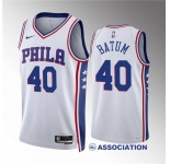Men's Philadelphia 76ers #40 Nicolas Batum White Association Edition Stitched Jersey