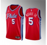 Men's Philadelphia 76ers #5 Marcus Morris Sr Red Statement Edition Stitched Jersey